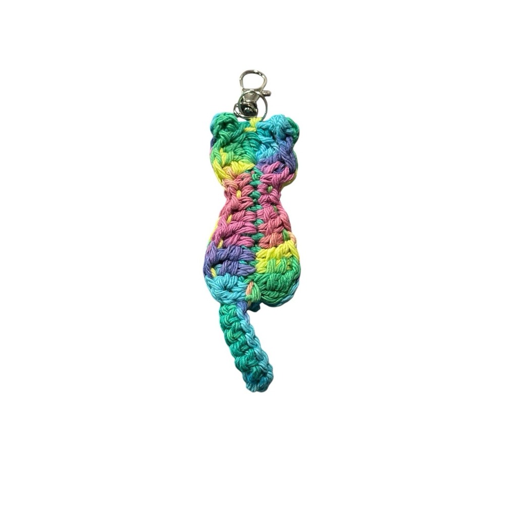 NEW handmade crochet CAT kitten keychain great‎ gift cotton yarn